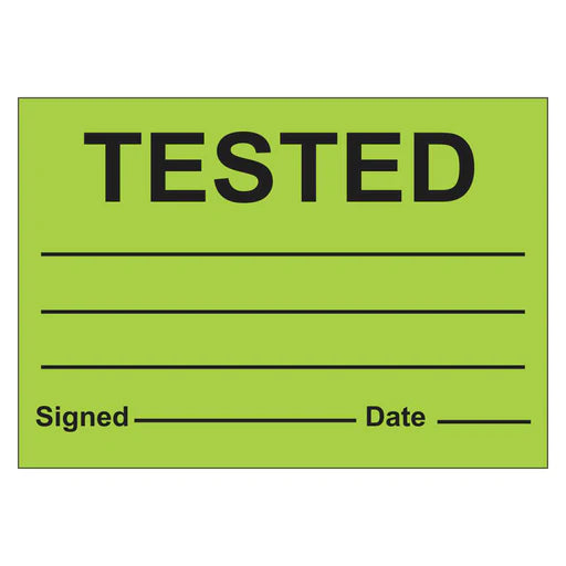 Quality Control Label - Tested