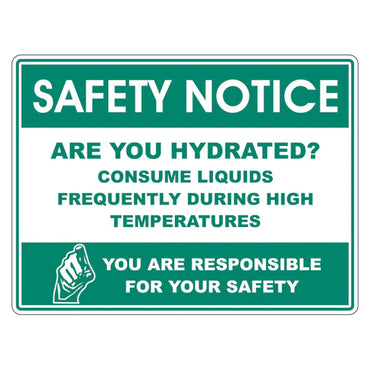 Safety Notice Sign - Are You Hydrated? - Premium Nameplates