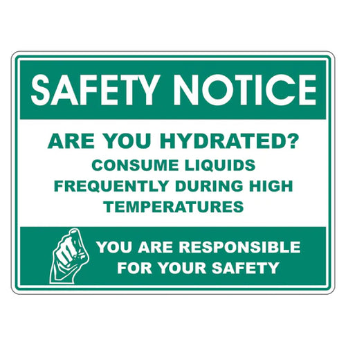 Safety Notice Sign - Are You Hydrated? - Premium Nameplates