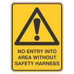 Warning Sign - No Entry Into Area Without Safety Harness