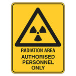 Warning Sign - Radiation Area Authorised Personnel Only